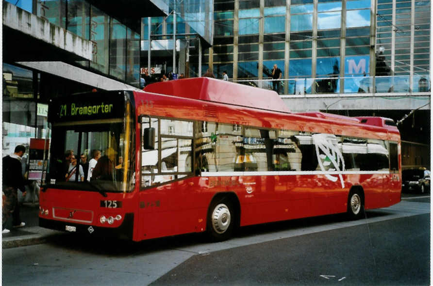 (098'508) - Bernmobil, Bern - Nr. 125/BE 624'125 - Volvo am 9. September 2007 beim Bahnhof Bern