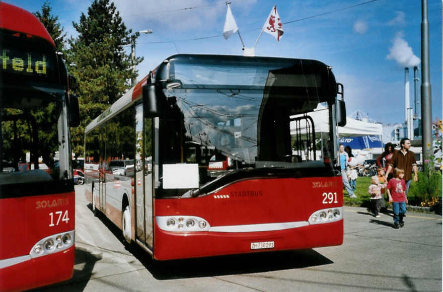 (098'613) - SW Winterthur - Nr. 291/ZH 730'291 - Solaris am 15. September 2007 in Winterthur, Depot Grzefeld