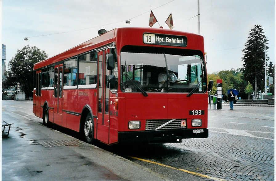 (099'401) - Bernmobil, Bern - Nr. 193/BE 451'193 - Volvo/Gangloff am 30. September 2007 in Bern, Helvetiaplatz