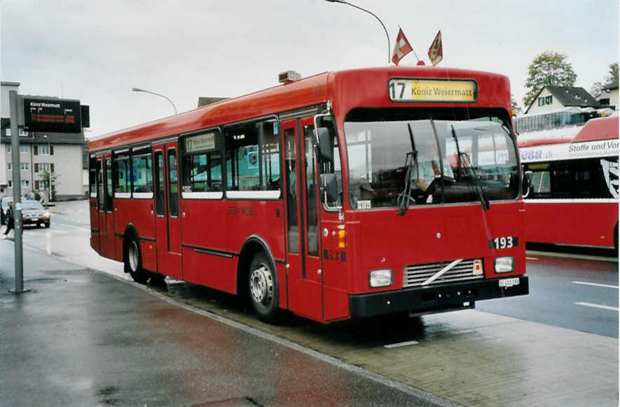 (099'414) - Bernmobil, Bern - Nr. 193/BE 451'193 - Volvo/Gangloff am 30. September 2007 in Kniz, Weiermatt