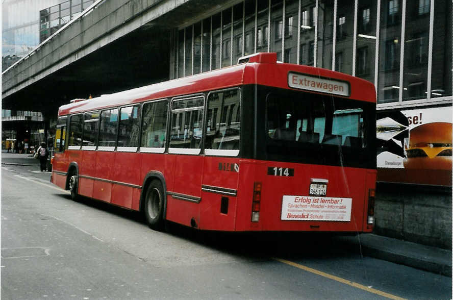 (099'437) - Bernmobil, Bern - Nr. 114/BE 366'114 - Volvo/R&J am 30. September 2007 beim Bahnhof Bern