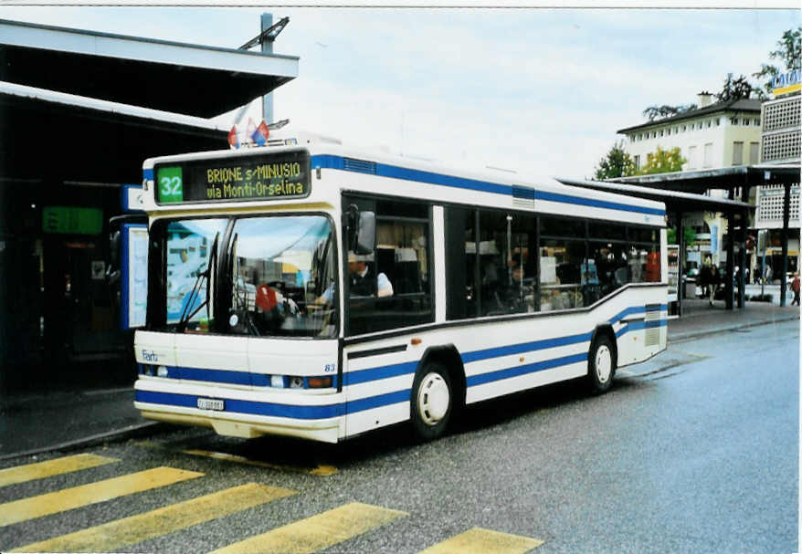 (099'815) - FART Locarno - Nr. 83/TI 308'883 - Neoplan am 4. Oktober 2007 beim Bahnhof Locarno