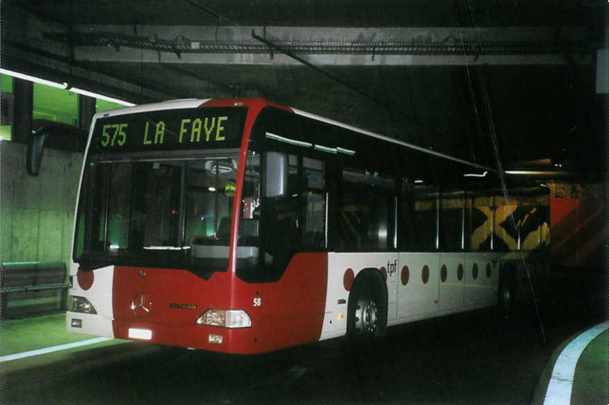 (100'623) - TPF Fribourg - Nr. 58/FR 300'330 - Mercedes am 27. Oktober 2007 in Fribourg, Busbahnhof