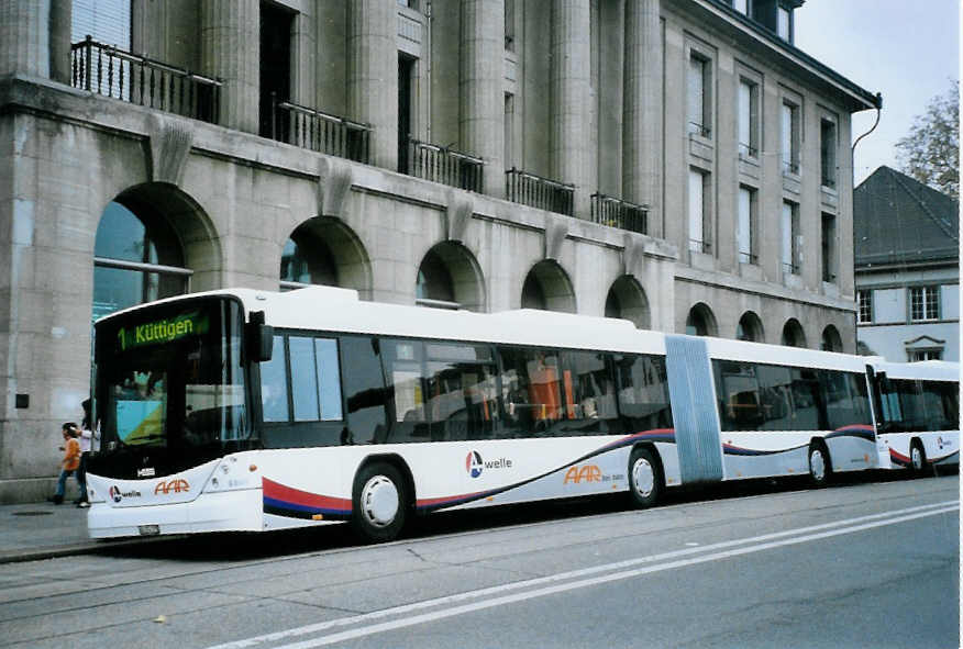 (100'813) - AAR bus+bahn, Aarau - Nr. 175/AG 374'175 - Scania/Hess am 3. November 2007 beim Bahnhof Aarau