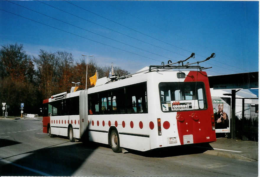 (101'109) - TPF Fribourg - Nr. 510/FR 300'415 - Volvo/Hess Gelenkduobus (ex TF Fribourg Nr. 110) am 17. November 2007 in Granges-Paccot, Forum-Fribourg