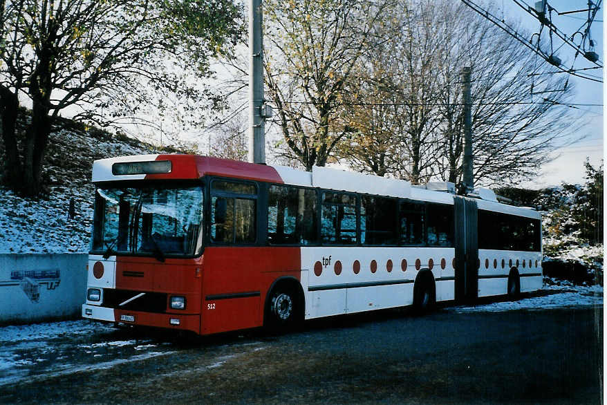 (101'116) - TPF Fribourg - Nr. 512/FR 300'417 - Volvo/Hess Gelenkduobus (ex TF Fribourg Nr. 112) am 17. November 2007 in Fribourg, Garage