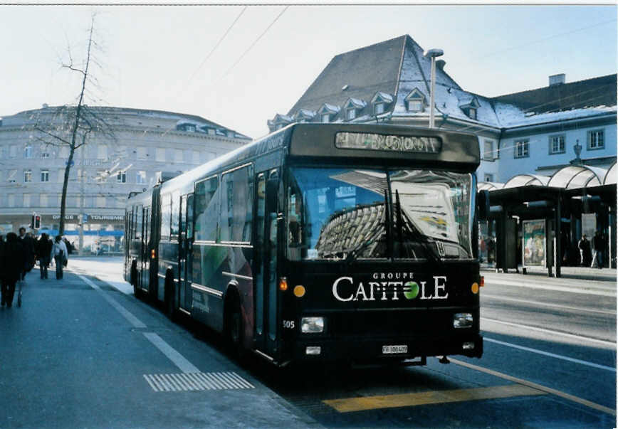 (101'125) - TPF Fribourg - Nr. 505/FR 300'409 - Volvo/Hess Gelenkduobus (ex TF Fribourg Nr. 105) am 17. November 2007 beim Bahnhof Fribourg