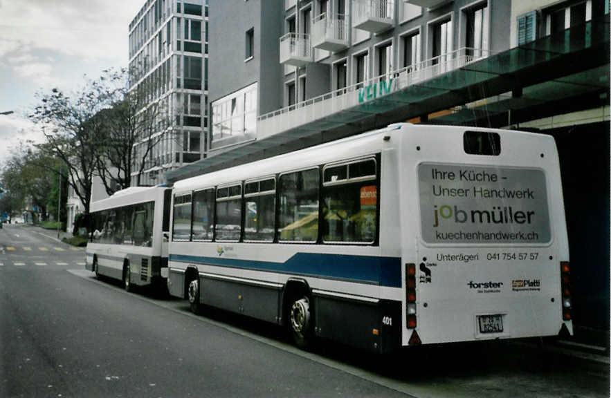 (101'321) - ZVB Zug - Nr. 401/ZG 82'541 - Lanz+Marti/Hess Personenanhnger (ex Nr. 101) am 26. November 2007 beim Bahnhof Zug