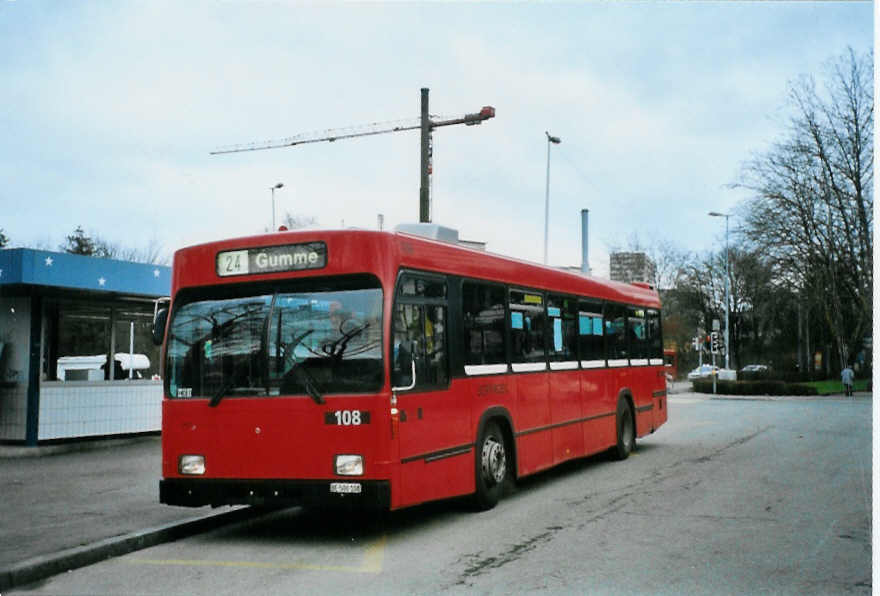 (101'820) - Bernmobil, Bern - Nr. 108/BE 500'108 - Volvo/R&J am 13. Dezember 2007 in Bern, Holenacker