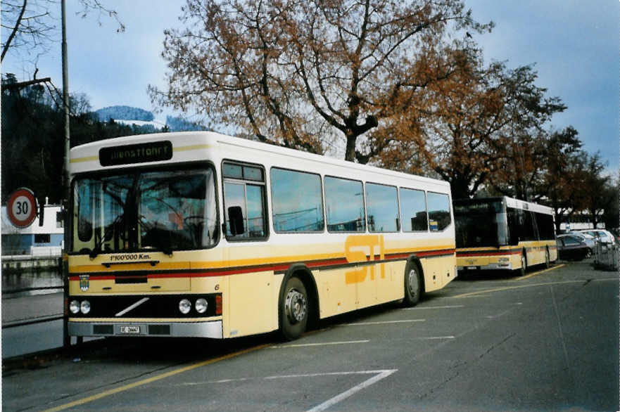 (101'902) - STI Thun - Nr. 6/BE 26'667 - Volvo/FHS (ex TSG Blumenstein Nr. 6) am 14. Dezember 2007 beim Bahnhof Thun (prov. Haltestelle)