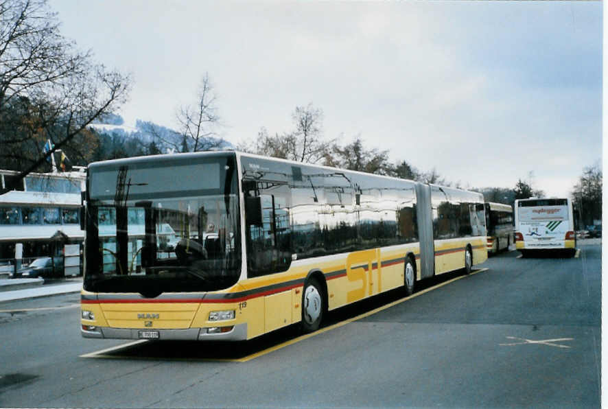 (101'909) - STI Thun - Nr. 119/BE 700'119 - MAN am 16. Dezember 2007 beim Bahnhof Thun (prov. Haltestelle)