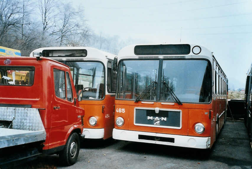 (102'109) - TL Lausanne - Nr. 465 - MAN am 22. Dezember 2007 in Safner, BTR