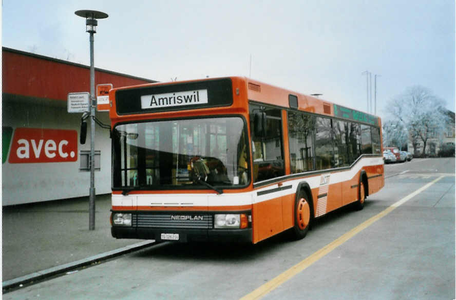 (102'329) - AOT Amriswil - Nr. 4/TG 126'214 - Neoplan am 23. Dezember 2007 beim Bahnhof Amriswil