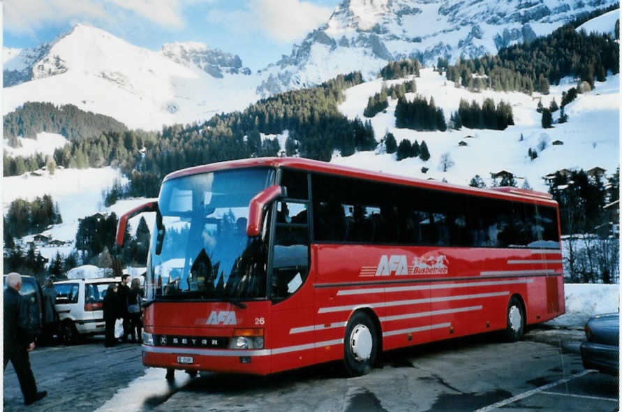 (102'927) - AFA Adelboden - Nr. 26/BE 21'181 - Setra (ex Nr. 16; ex Frhlich, D-Ludwigshafen/Rhein) am 3. Januar 2008 in Adelboden, Friedhof