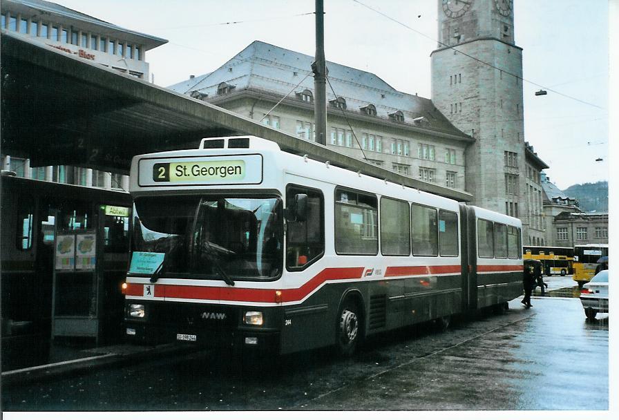 (103'416) - VBSG St. Gallen - Nr. 244/SG 198'244 - NAW/Hess am 7. Januar 2008 beim Bahnhof St. Gallen