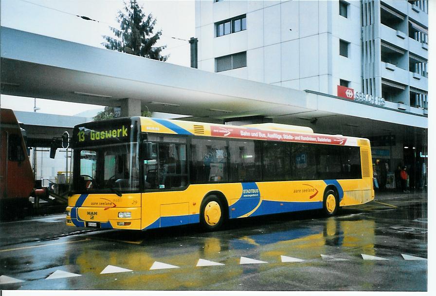 (103'517) - ASm Langenthal - Nr. 29/BE 545'548 - MAN am 12. Januar 2008 beim Bahnhof Langenthal