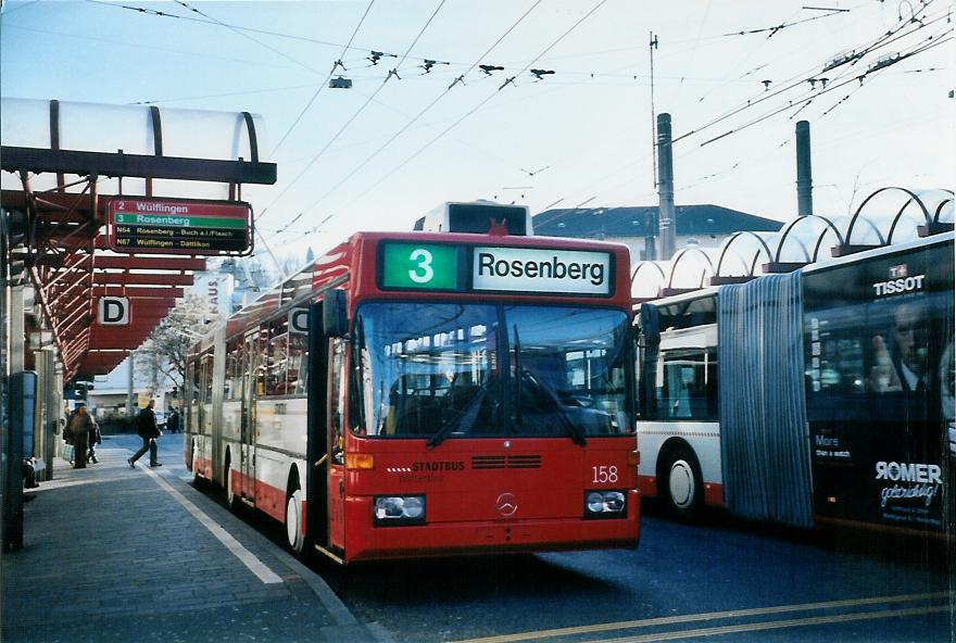 (103'816) - SW Winterthur - Nr. 158 - Mercedes Gelenktolleybus am 28. Januar 2008 beim Hauptbahnhof Winterthur