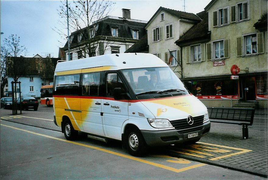 (104'125) - AOT Amriswil - Nr. 22/TG 158'031 - Mercedes am 4. Februar 2008 beim Bahnhof Amriswil