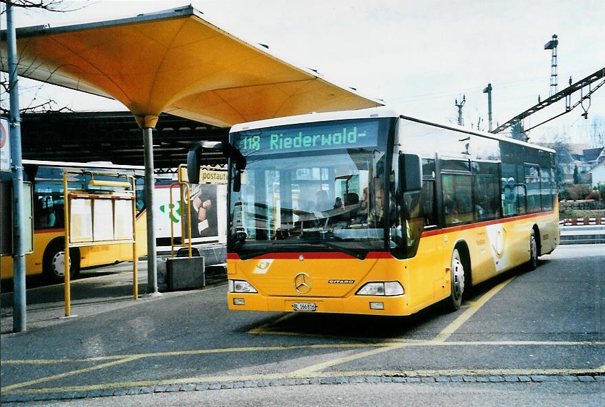 (104'522) - PostAuto Nordschweiz - BL 166'816 - Mercedes am 20. Februar 2008 beim Bahnhof Laufen