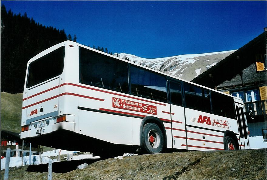 (104'624) - AFA Adelboden - Nr. 39/BE 25'753 - NAW/R&J (ex Nr. 18; ex Autopostale, Mendrisio Nr. 38; ex Piotti, Balerna Nr. 38; ex AAGI Interlaken Nr. 38; ex Schmocker, Beatenberg Nr. 3) am 24. Februar 2008 in Adelboden, Schermtanne