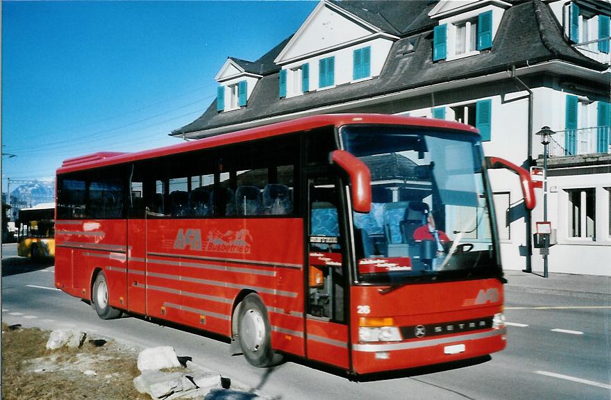 (104'702) - AFA Adelboden - Nr. 26/BE 21'181 - Setra (ex Nr. 16; ex Frhlich, D-Ludwigshafen/Rhein) am 24. Februar 2008 beim Bahnhof Frutigen