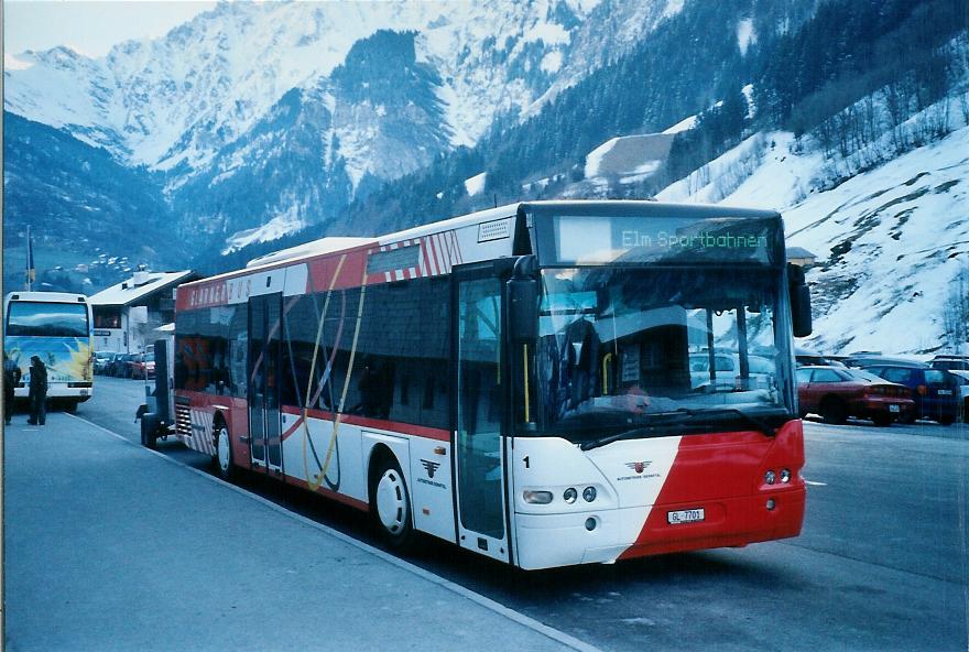 (104'916) - AS Engi - Nr. 1/GL 7701 - Neoplan (ex SBC Chur Nr. 107) am 9. Mrz 2008 in Elm, Sportbahnen