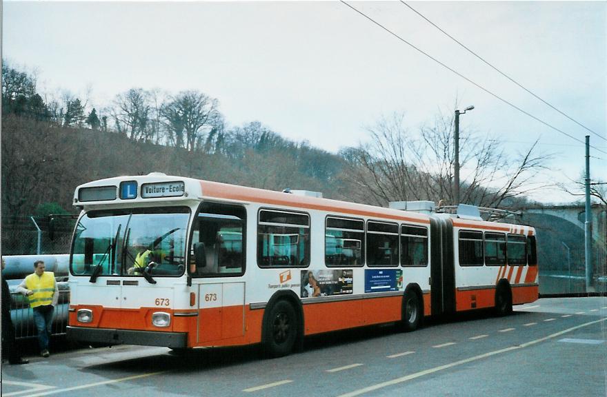 (105'131) - TPG Genve - Nr. 673 - Saurer/Hess Gelenktrolleybus am 15. Mrz 2008 in Genve, Dpt