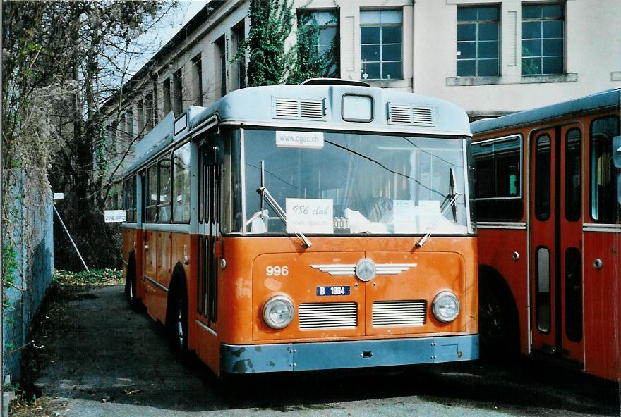 (105'213) - TPG Genve (Hauri) - Nr. 996 - Saurer/Hess am 15. Mrz 2008 in Genve, Dpt 