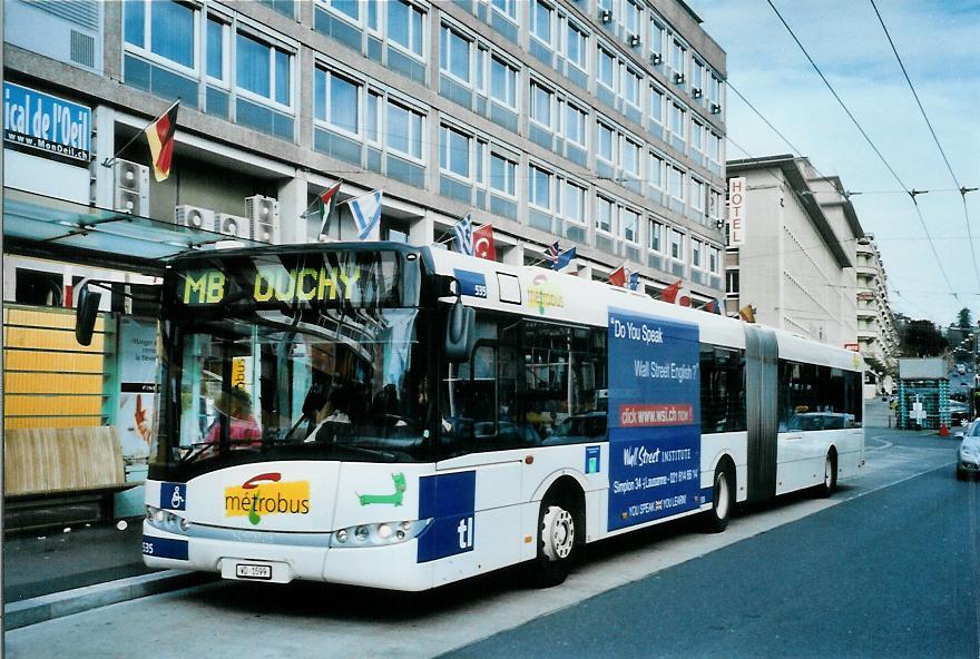 (105'232) - TL Lausanne - Nr. 535/VD 1599 - Solaris am 15. Mrz 2008 beim Bahnhof Lausanne