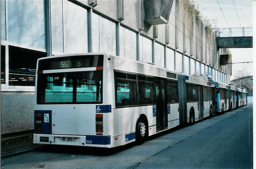 (105'304) - TL Lausanne - Nr. 553/VD 1651 - Van Hool am 15. Mrz 2008 in Lausanne, Dpt Borde