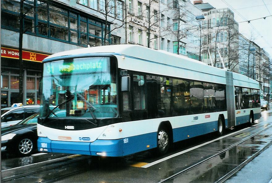 (105'503) - VBZ Zrich - Nr. 161 - Hess/Hess Gelenktrolleybus am 17. Mrz 2008 in Zrich, Lwenstrasse