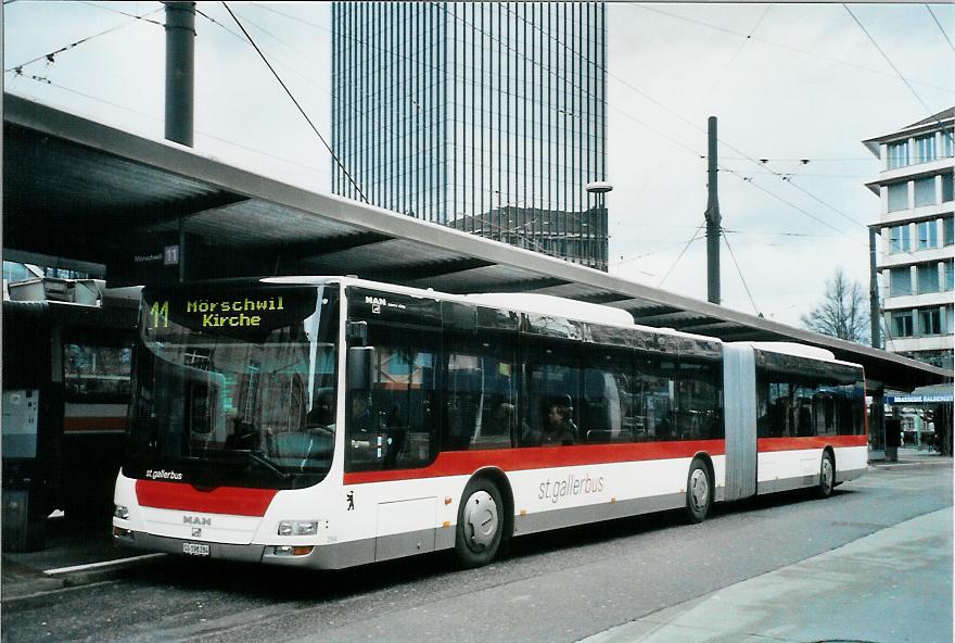 (105'808) - St. Gallerbus, St. Gallen - Nr. 284/SG 198'284 - MAN am 29. Mrz 2008 beim Bahnhof St. Gallen