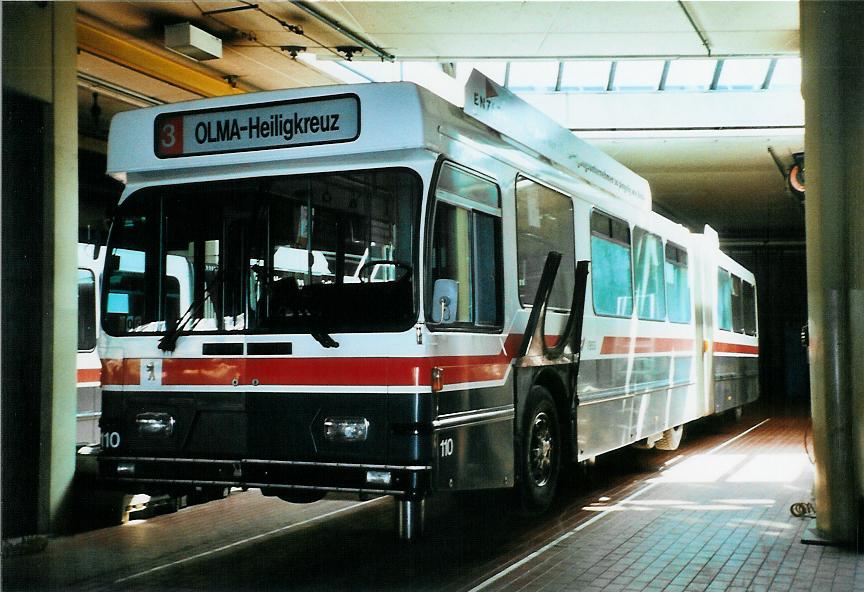 (105'933) - VBSG St. Gallen - Nr. 110 - Saurer/Hess Gelenktrolleybus am 29. Mrz 2008 in St. Gallen, Depot