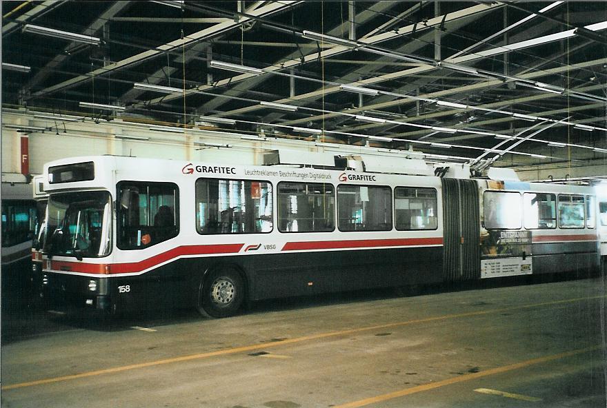 (106'006) - VBSG St. Gallen - Nr. 158 - NAW/Hess Gelenktrolleybus am 29. Mrz 2008 in St. Gallen, Depot