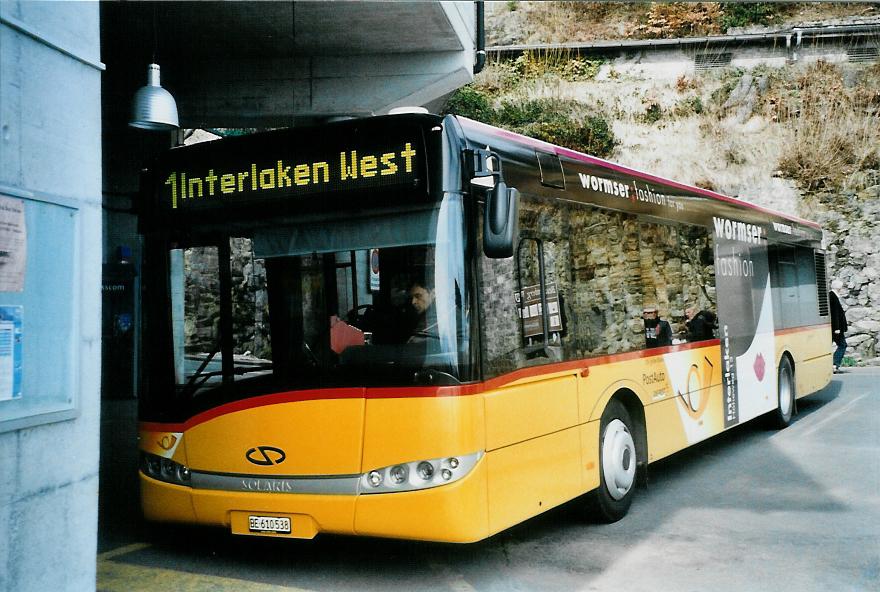 (106'032) - PostAuto Bern - BE 610'538 - Solaris am 30. Mrz 2008 in Beatenberg, Station