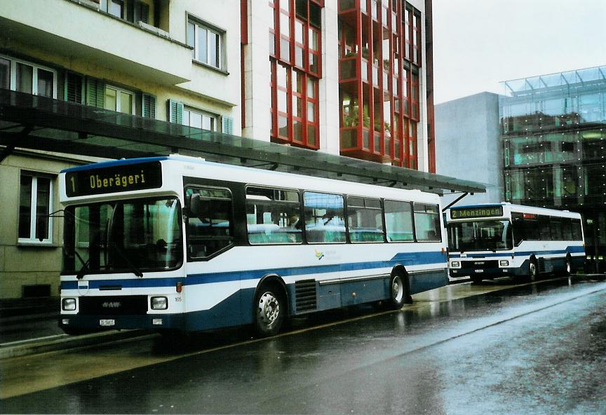 (106'106) - ZVB Zug - Nr. 105/ZG 54'615 - NAW/Hess (ex Nr. 95) am 31. Mrz 2008 beim Bahnhof Zug