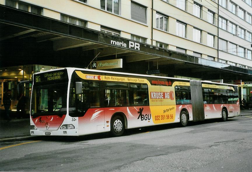 (106'509) - BGU Grenchen - Nr. 32/BE 61'024 - Mercedes (ex ABM Meinisberg Nr. 2) am 14. April 2008 beim Bahnhof Biel