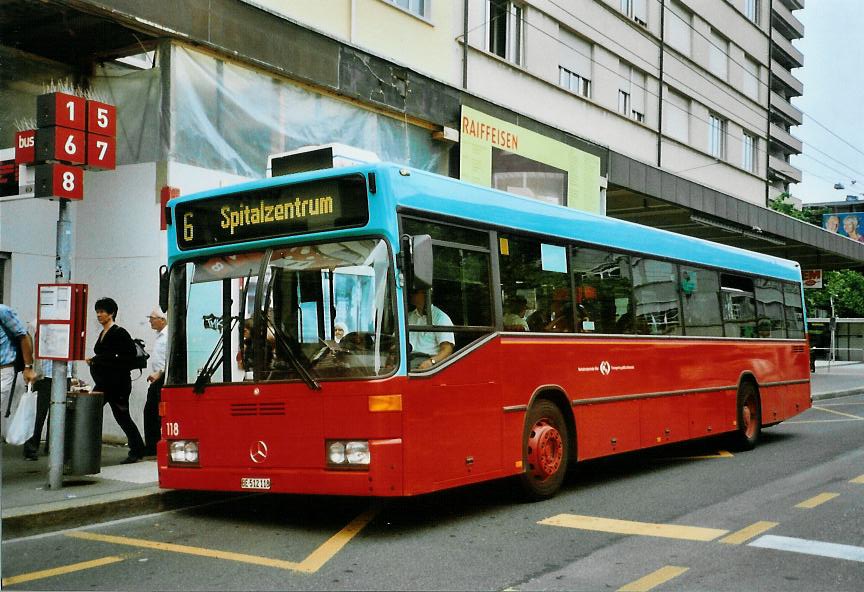 (107'726) - VB Biel - Nr. 118/BE 512'118 - Mercedes am 1. Juni 2008 beim Bahnhof Biel