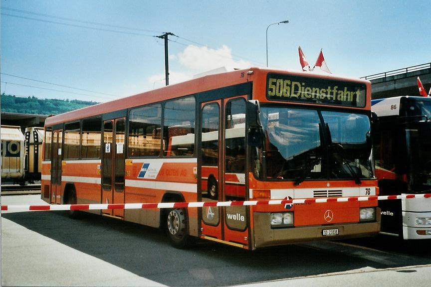 (108'208) - BOGG Wangen b.O. - Nr. 78/SO 21'838 - Mercedes/Hess (ex SOO Olten Nr. 78) am 21. Juni 2008 beim Bahnhof Wangen