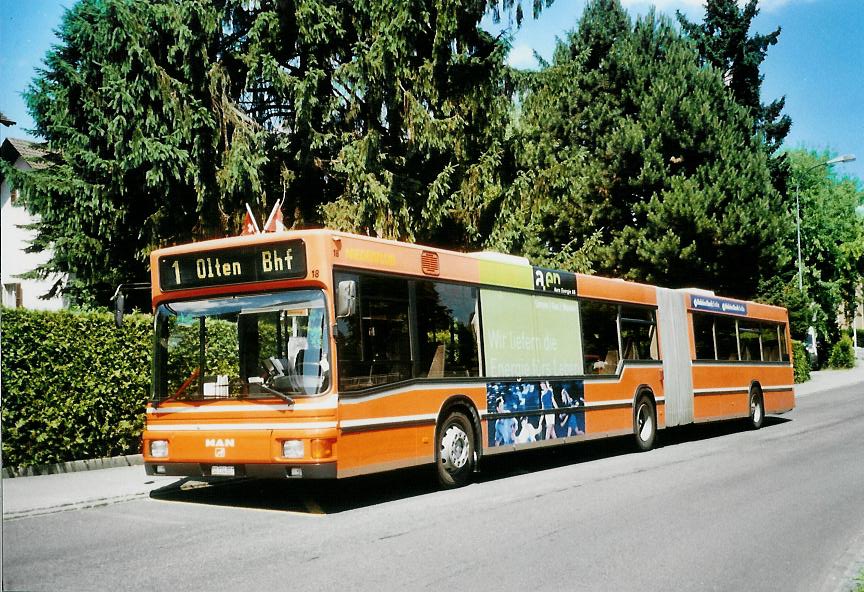 (108'213) - BOGG Wangen b.O. - Nr. 18/SO 134'857 - MAN (ex AGO Olten Nr. 18) am 21. Juni 2008 in Wangen, Mhlestrasse