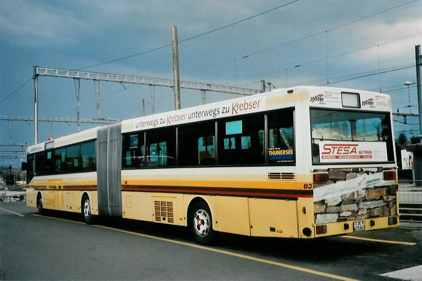 (108'432) - STI Thun - Nr. 63/BE 433'663 - Mercedes am 29. Juni 2008 beim Bahnhof Thun (prov. Haltestelle)