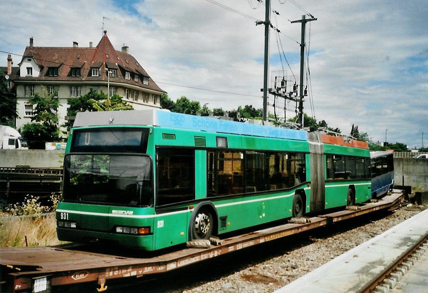 (108'831) - BVB Basel - Nr. 931 - Neoplan Gelenktrolleybus am 7. Juli 2008 in Basel, Gterbahnhof Wolf