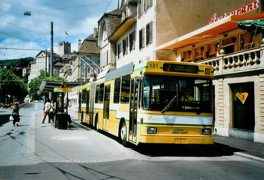 (109'836) - TN Neuchtel - Nr. 101 - NAW/Hess Gelenktrolleybus am 2. August 2008 in Neuchtel, Place Pury