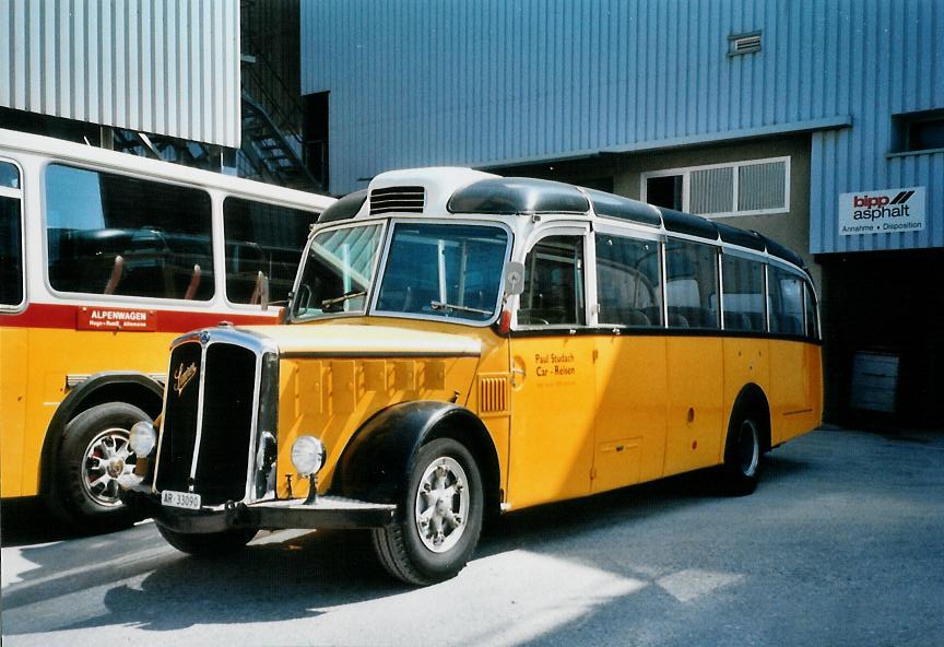 (110'607) - Studach, Teufen - AR 33'090 - Saurer/FHS (ex M+79'512; ex P 23'155) am 30. August 2008 in Niederbipp, Saurertreffen