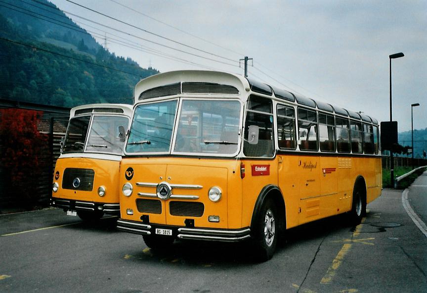 (111'024) - Stebler, Basel - BS 1815 - Saurer/FHS (ex Reber, Basel; ex Eggenberger, Mriken; ex Ott, Wetzikon; ex OPC Ennetbrgen Nr. 3; ex AVG Grindelwald; ex P 24'143) am 27. September 2008 beim Bahnhof Reichenbach