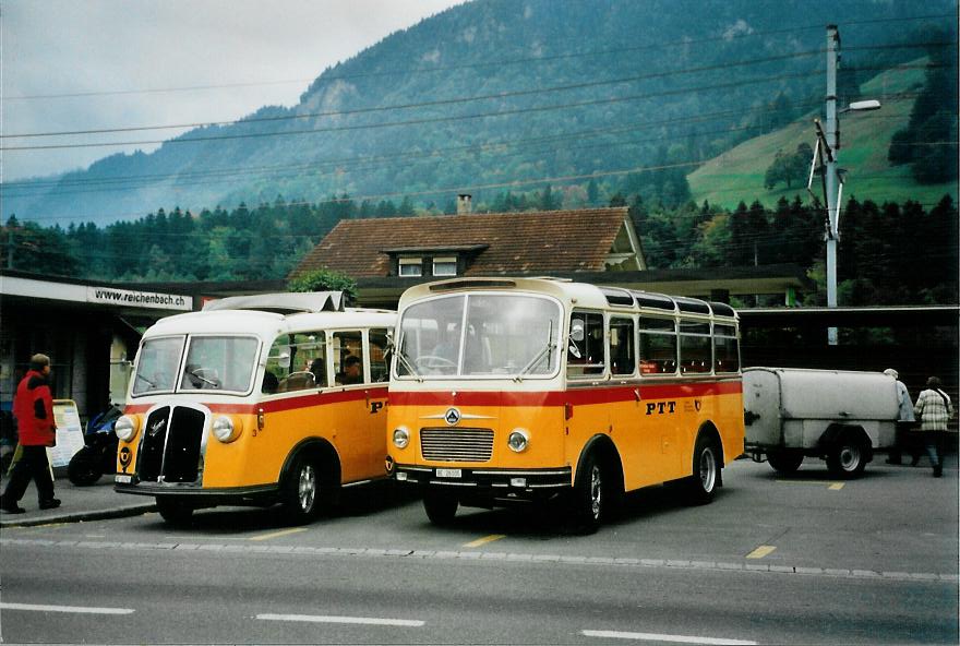 (111'031) - Schmid, Thrishaus - Nr. 9/BE 26'205 - Saurer/R&J (ex Geiger, Adelboden Nr. 9) am 27. September 2008 beim Bahnhof Reichenbach