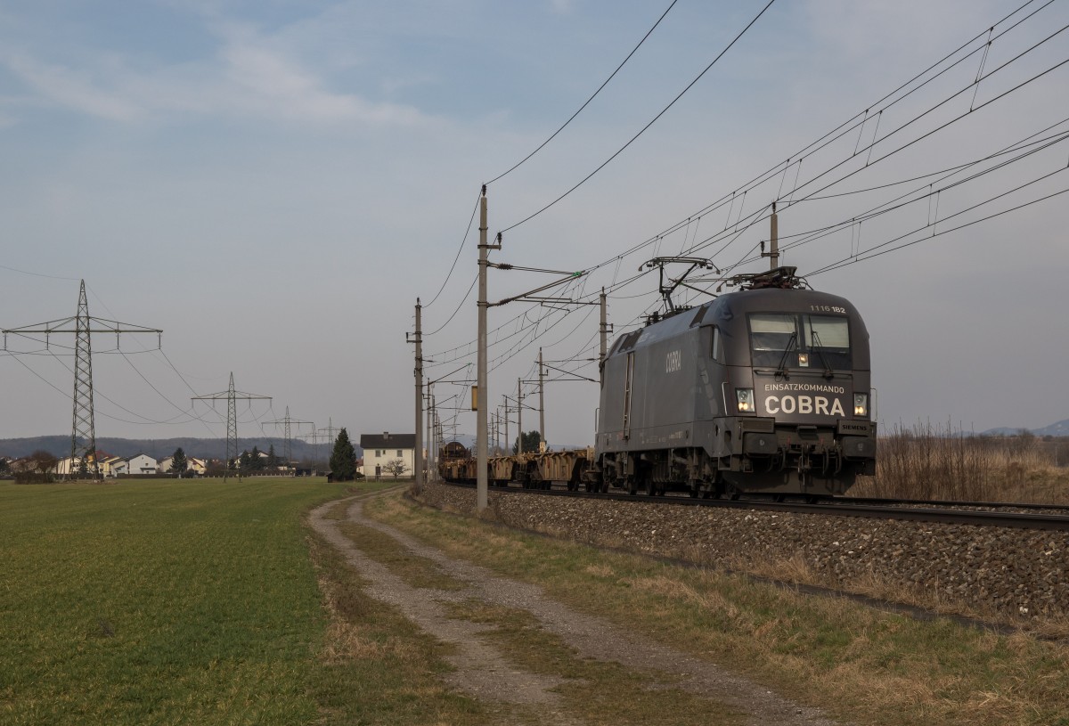 1116 182-7 der  COBRA -Stier am 17. Mrz 2015 kurz vor Enns.