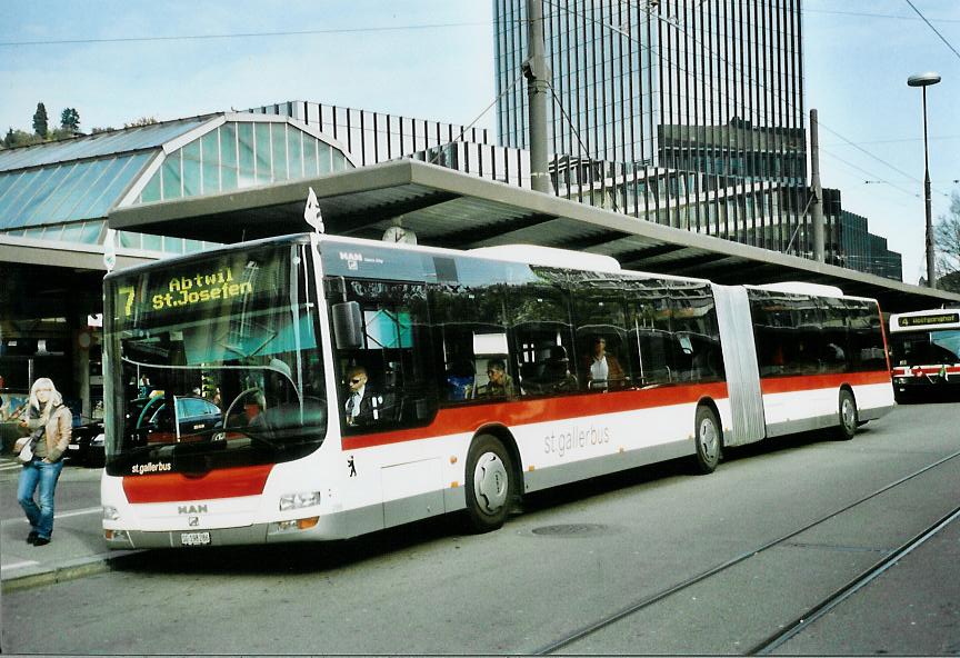 (111'615) - St. Gallerbus, St. Gallen - Nr. 286/SG 198'286 - MAN am 13. Oktober 2008 beim Bahnhof St. Gallen