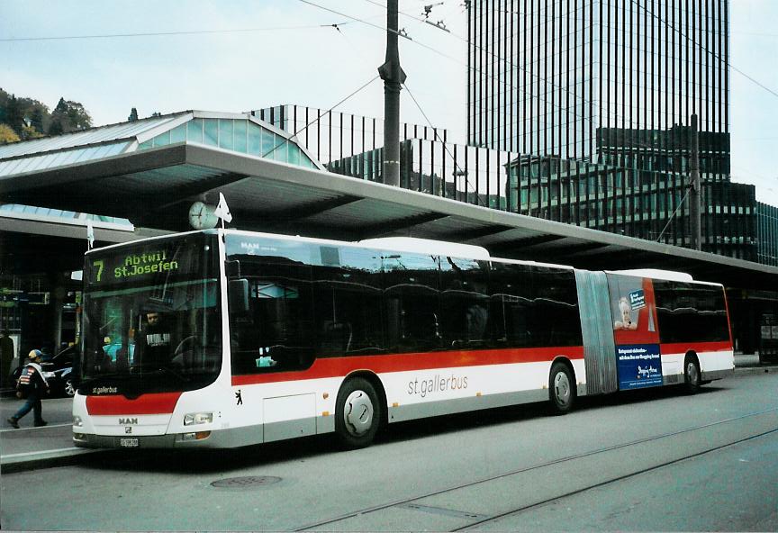 (111'619) - St. Gallerbus, St. Gallen - Nr. 288/SG 198'288 - MAN am 13. Oktober 2008 beim Bahnhof St. Gallen