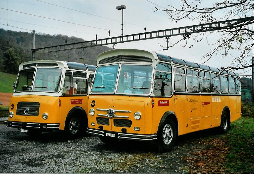 (111'818) - Stebler, Basel - BS 1815 - Saurer/FHS (ex Reber, Basel; ex Eggenberger, Mriken; ex Ott, Wetzikon; ex OPC Ennetbrgen Nr. 3; ex AVG Grindelwald; ex P 24'143) am 2. November 2008 beim Bahnhof Schinznach Dorf